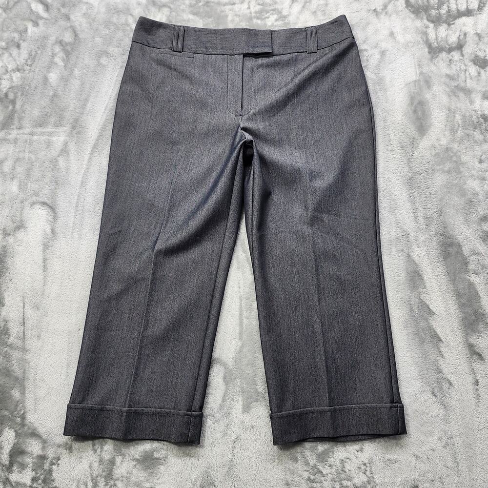 Ingredients Pants Womens 14 Gray Denim-Like High‎ Rise Crop Capri Cuffed Preppy